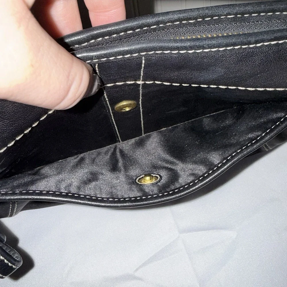 COACH Ergo Black Leather Crescent Shoulder Bag Purse Handbag Y2K